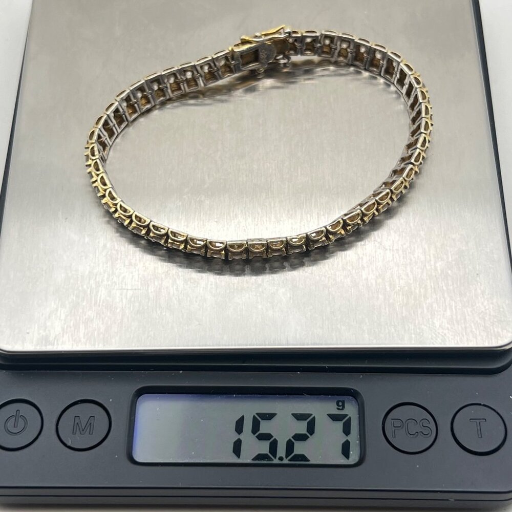 PAJ Sterling Silver Vermeil CZ Tennis Bracelet 7" 15.27g 6mm Classic Layering - Picture 6 of 13